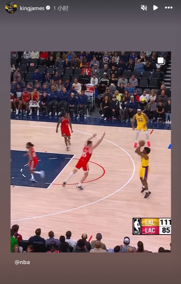  為你驕傲！布朗尼投進NBA生涯首記三分球！詹姆斯賽后轉(zhuǎn)發(fā)