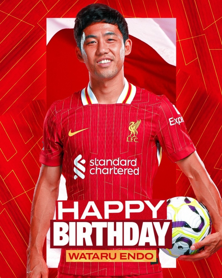  利物浦祝遠(yuǎn)藤航32歲生日快樂(lè)，球員加盟紅軍至今出戰(zhàn)62場(chǎng)比賽