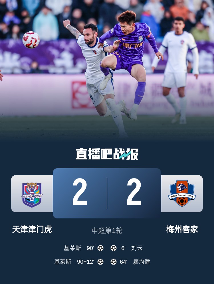  和風勁吹！今日下午中超4場比賽全部以平局收場